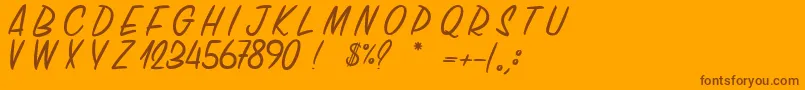 ChickenChorizo-Schriftart – Braune Schriften auf orangefarbenem Hintergrund