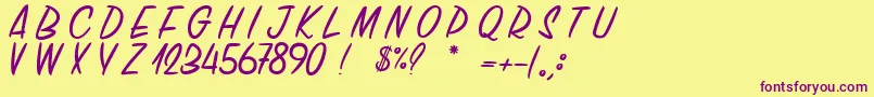 ChickenChorizo Font – Purple Fonts on Yellow Background