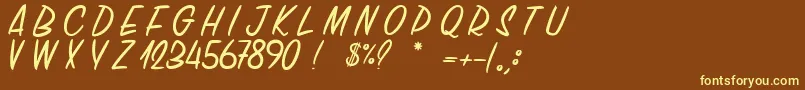 ChickenChorizo-Schriftart – Gelbe Schriften auf braunem Hintergrund