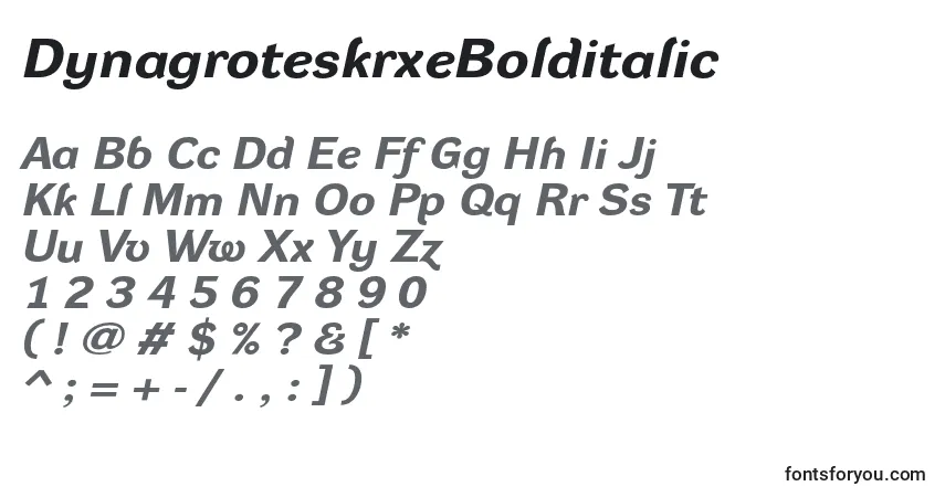 Schriftart DynagroteskrxeBolditalic – Alphabet, Zahlen, spezielle Symbole