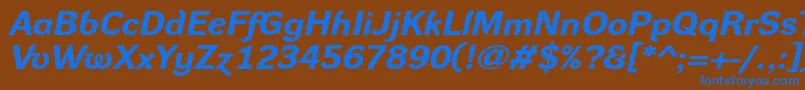 DynagroteskrxeBolditalic Font – Blue Fonts on Brown Background