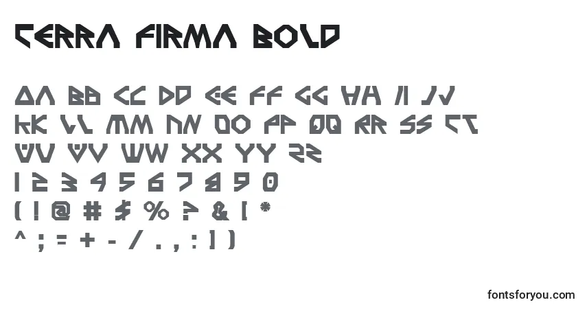 Czcionka Terra Firma Bold – alfabet, cyfry, specjalne znaki