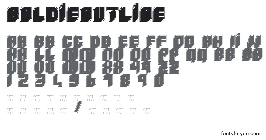 BoldieOutline font – alphabet, numbers, special characters