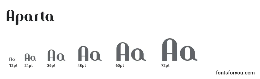 sizes of aparta font, aparta sizes