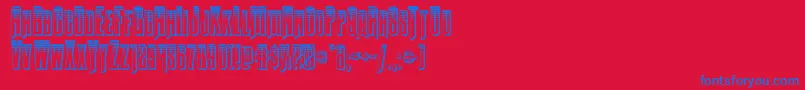 Butchsundanceplat-Schriftart – Blaue Schriften auf rotem Hintergrund