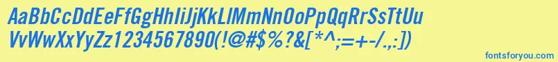 TradeGothicLtBoldCondensedNo.20Oblique Font – Blue Fonts on Yellow Background