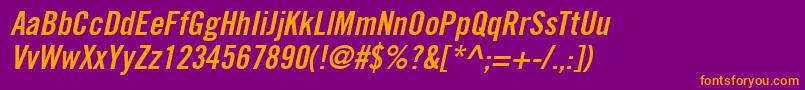 TradeGothicLtBoldCondensedNo.20Oblique Font – Orange Fonts on Purple Background