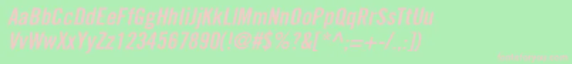 フォントTradeGothicLtBoldCondensedNo.20Oblique – 緑の背景にピンクのフォント