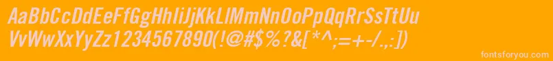 TradeGothicLtBoldCondensedNo.20Oblique Font – Pink Fonts on Orange Background