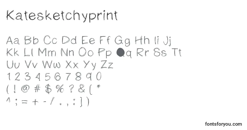 Katesketchyprint-fontti – aakkoset, numerot, erikoismerkit