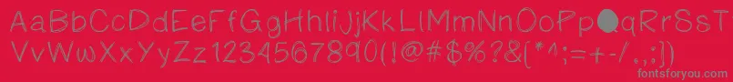 Czcionka Katesketchyprint – szare czcionki na czerwonym tle