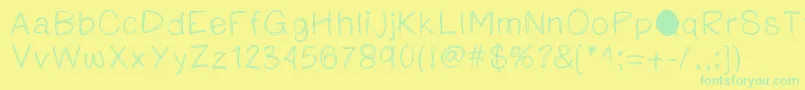 Katesketchyprint Font – Green Fonts on Yellow Background