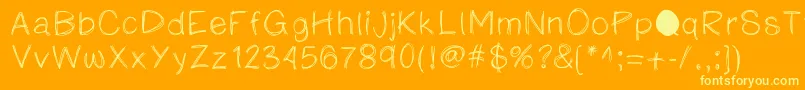 Katesketchyprint-Schriftart – Gelbe Schriften auf orangefarbenem Hintergrund