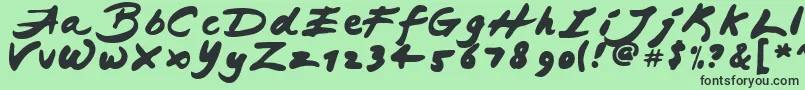 JapaneseBrush Font – Black Fonts on Green Background