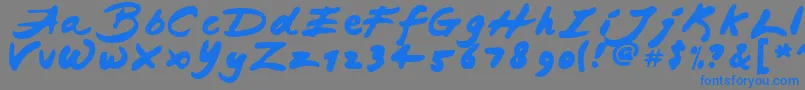 JapaneseBrush Font – Blue Fonts on Gray Background