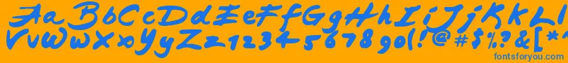 fuente JapaneseBrush – Fuentes Azules Sobre Fondo Naranja