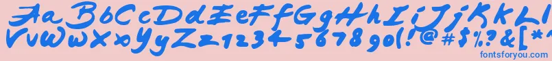 フォントJapaneseBrush – ピンクの背景に青い文字