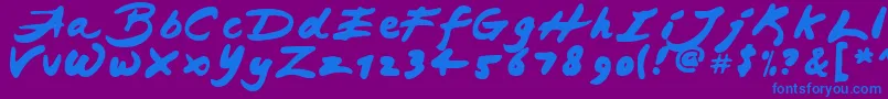 JapaneseBrush Font – Blue Fonts on Purple Background