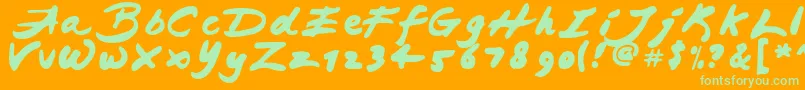 Police JapaneseBrush – polices vertes sur fond orange
