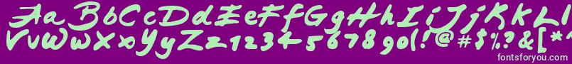 JapaneseBrush Font – Green Fonts on Purple Background