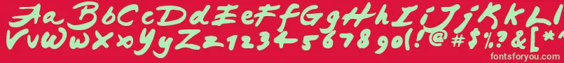 Шрифт JapaneseBrush – зелёные шрифты на красном фоне