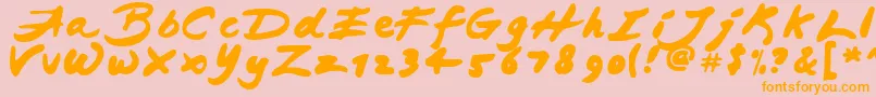 JapaneseBrush Font – Orange Fonts on Pink Background