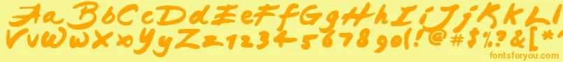 Fonte JapaneseBrush – fontes laranjas em um fundo amarelo