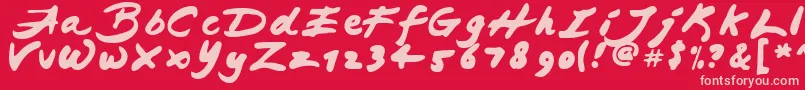 JapaneseBrush Font – Pink Fonts on Red Background