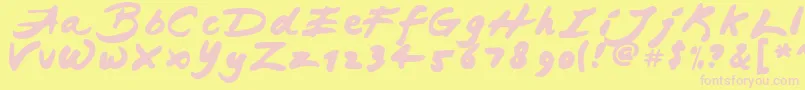 Fonte JapaneseBrush – fontes rosa em um fundo amarelo