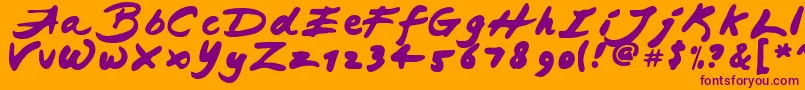 JapaneseBrush-Schriftart – Violette Schriften auf orangefarbenem Hintergrund