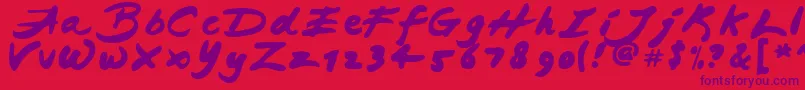 JapaneseBrush Font – Purple Fonts on Red Background