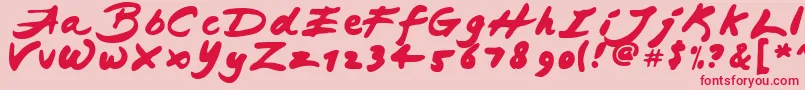JapaneseBrush Font – Red Fonts on Pink Background