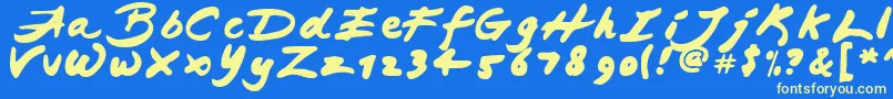 JapaneseBrush Font – Yellow Fonts on Blue Background