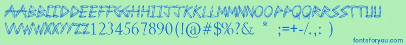 DrawFreehand-Schriftart – Blaue Schriften auf grünem Hintergrund