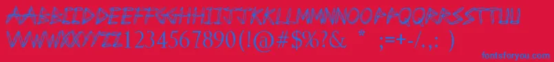 DrawFreehand-Schriftart – Blaue Schriften auf rotem Hintergrund
