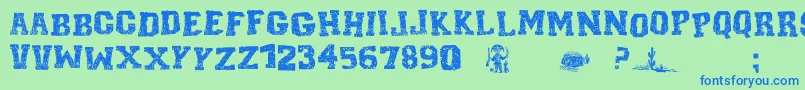 CordelEncarnadoI Font – Blue Fonts on Green Background