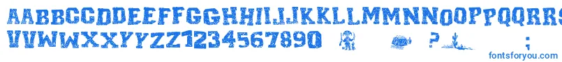 CordelEncarnadoI-Schriftart – Blaue Schriften auf weißem Hintergrund