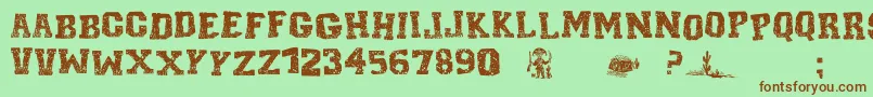 CordelEncarnadoI Font – Brown Fonts on Green Background