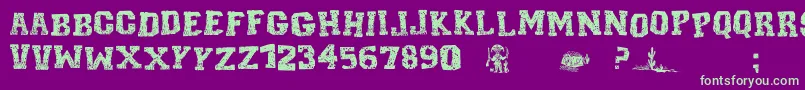 Шрифт CordelEncarnadoI – зелёные шрифты на фиолетовом фоне