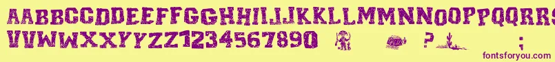 Шрифт CordelEncarnadoI – фиолетовые шрифты на жёлтом фоне