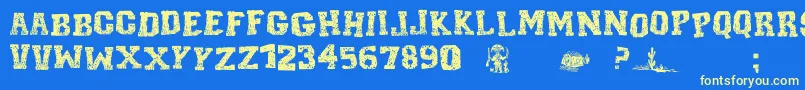 CordelEncarnadoI Font – Yellow Fonts on Blue Background