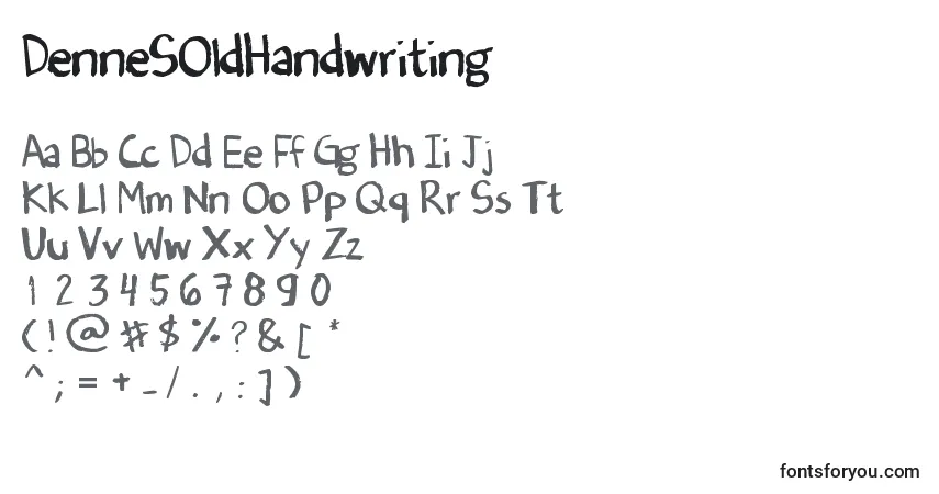 Шрифт DenneSOldHandwriting – алфавит, цифры, специальные символы