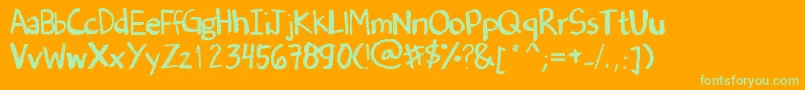 DenneSOldHandwriting Font – Green Fonts on Orange Background