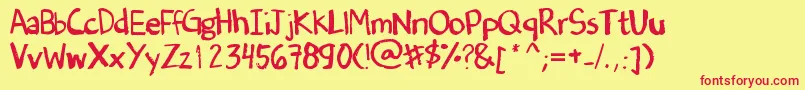 DenneSOldHandwriting Font – Red Fonts on Yellow Background