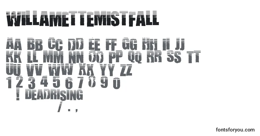 A fonte WillametteMistfall – alfabeto, números, caracteres especiais