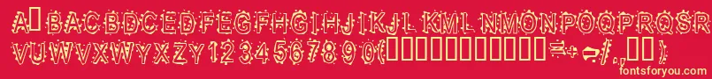InkblotBaby Font – Yellow Fonts on Red Background