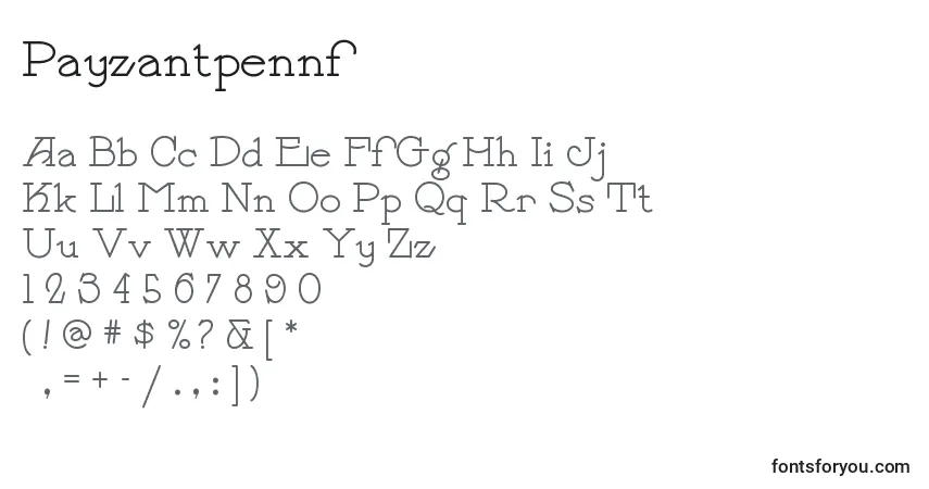 Payzantpennf-fontti – aakkoset, numerot, erikoismerkit