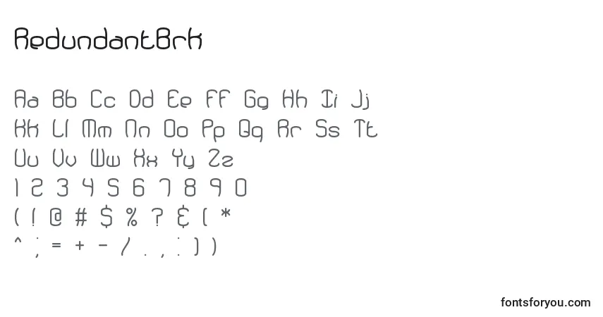 Шрифт RedundantBrk – алфавит, цифры, специальные символы