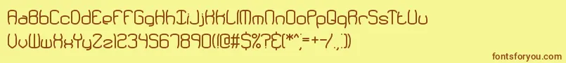 フォントRedundantBrk – 茶色の文字が黄色の背景にあります。