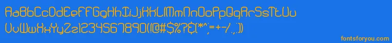 フォントRedundantBrk – オレンジ色の文字が青い背景にあります。